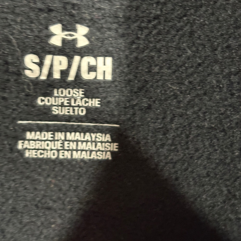 Under Armour Quarter Zip Pullover Womens Small Black Fleece Raglan Loose Fit - Picture 3 of 4